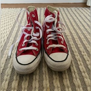 Red Converse High Tops - Size 5